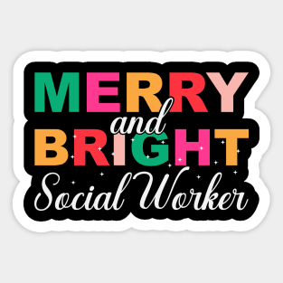 Merry and Bright Social worker Sticker